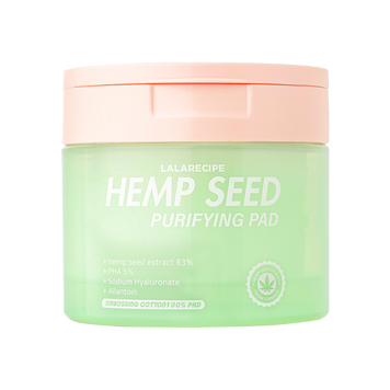 LALARECIPE Hemp Seed Purifying Pad очищуючі тонерпади з коноплею для чутливої і проблемної шкіри 70 шт 049 фото